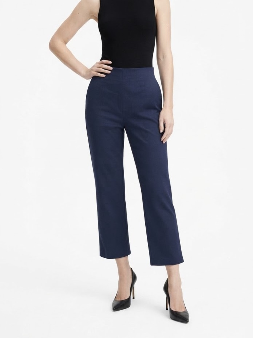 OGL Navy Cropped Slim Ponte Everyday Black Pants Size Medium